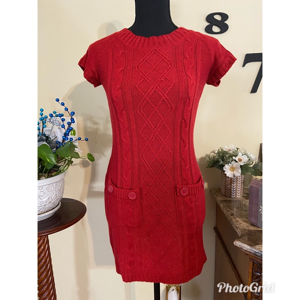 Pink Republic Red Sweater Dress